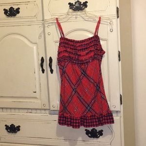 Red and blank gingham spaghetti strapped tank top